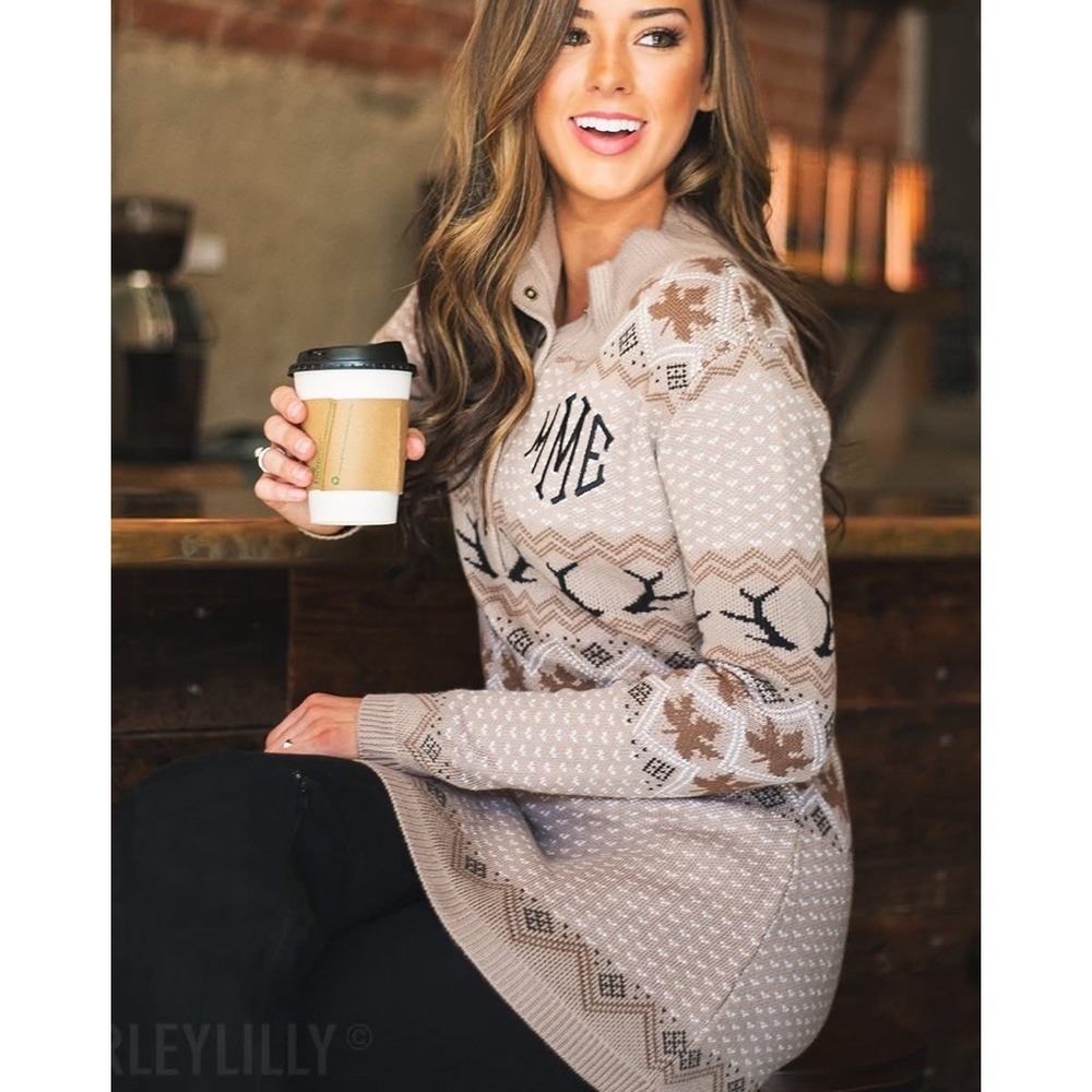 Marleylilly Alp Scandinavian Sweater /Mini Sweater‎ Dress Beige Tan Size Large
